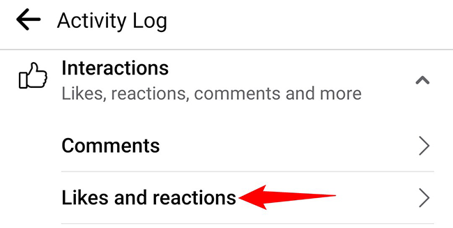 Access Interactions > Likes and Reactions.