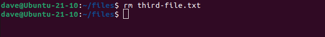 Deleting the third-file.txt file.