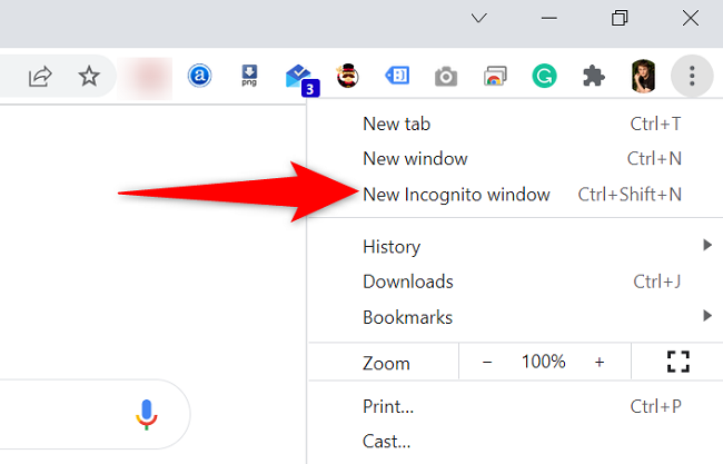 Select "New Incognito Window" from the menu.