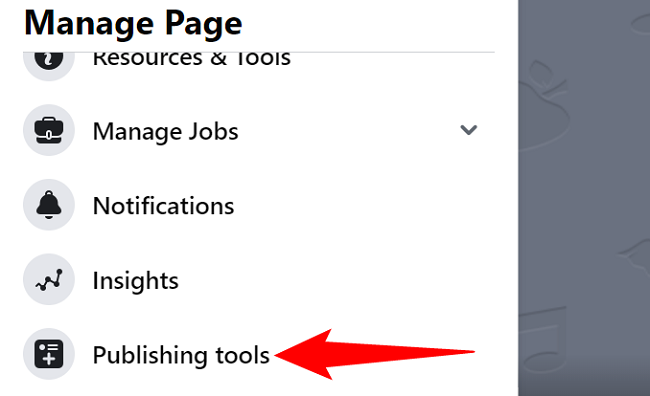 Choose "Publishing Tools" on the left.