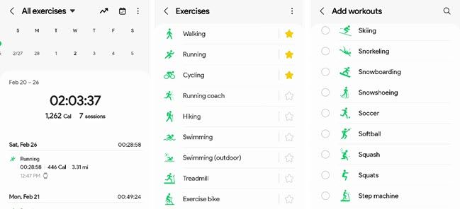 Exercise tracking.