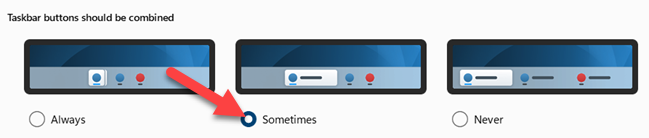 Choose a taskbar icon layout.