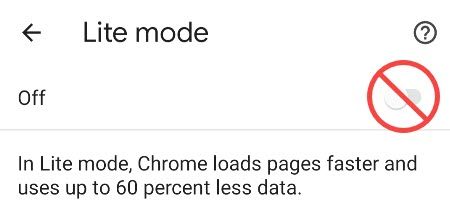 Lite Mode toggle in Chrome.