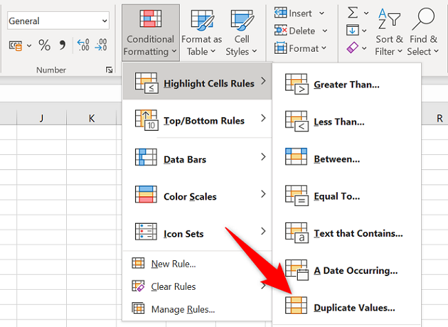 Choose Conditional Formatting > Highlight Cells Rules > Duplicate Values.