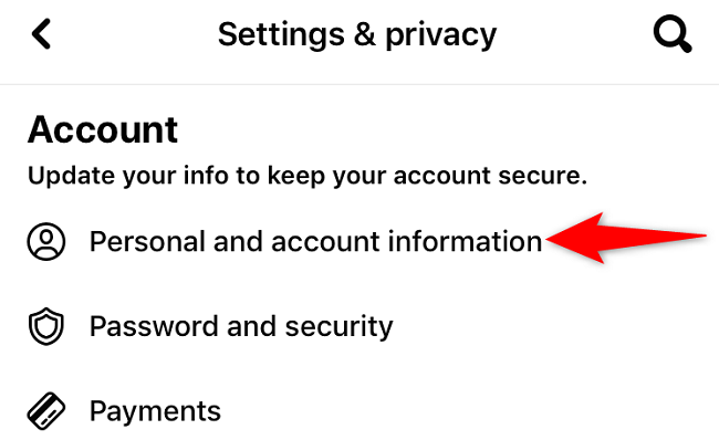Select "Personal and Account Information."