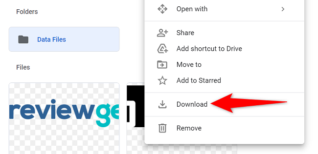 Right-click an item and choose "Download."
