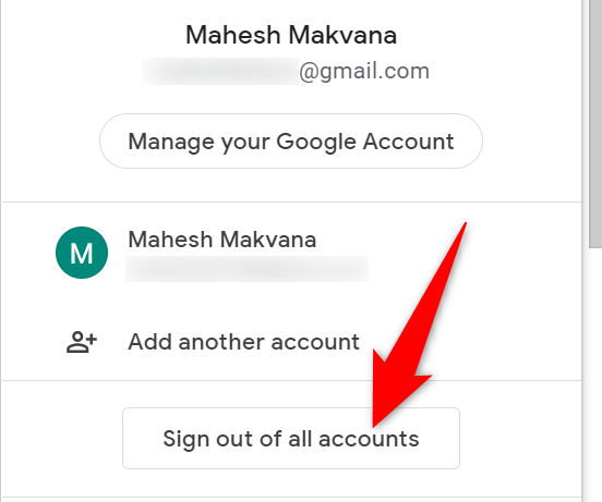 Choose "Sign Out of All Accounts" from the menu.