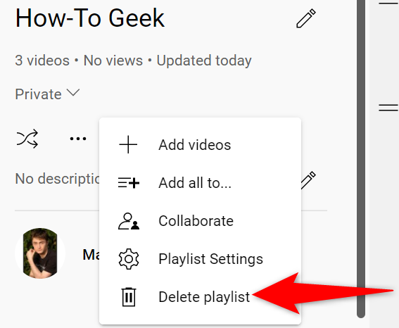 Select "Delete Playlist" from the menu.
