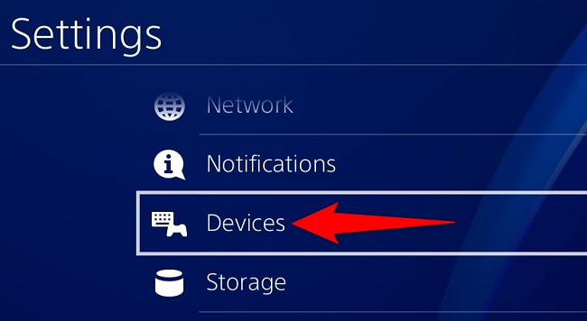 Select "Devices" in "Settings."