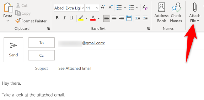 Attach the downloaded Gmail email to a new email.