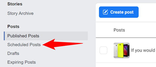Click "Scheduled Posts" in the left sidebar.