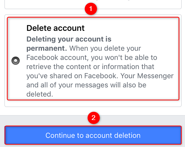 Delete the Facebook account on iPhone.