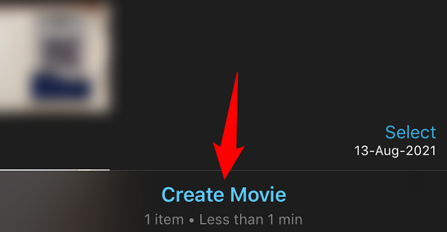 Select a video and tap "Create Movie."