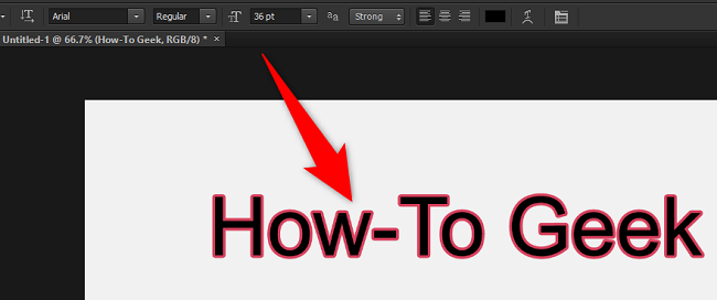 Text with custom border in Photoshop.