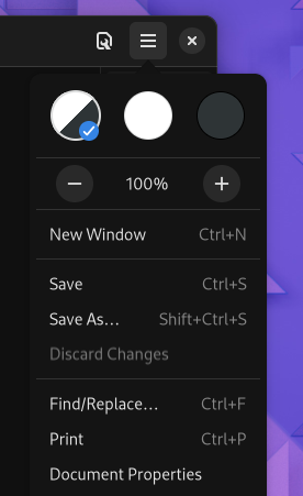 The GNOME 42 default editor light and dark mode settings