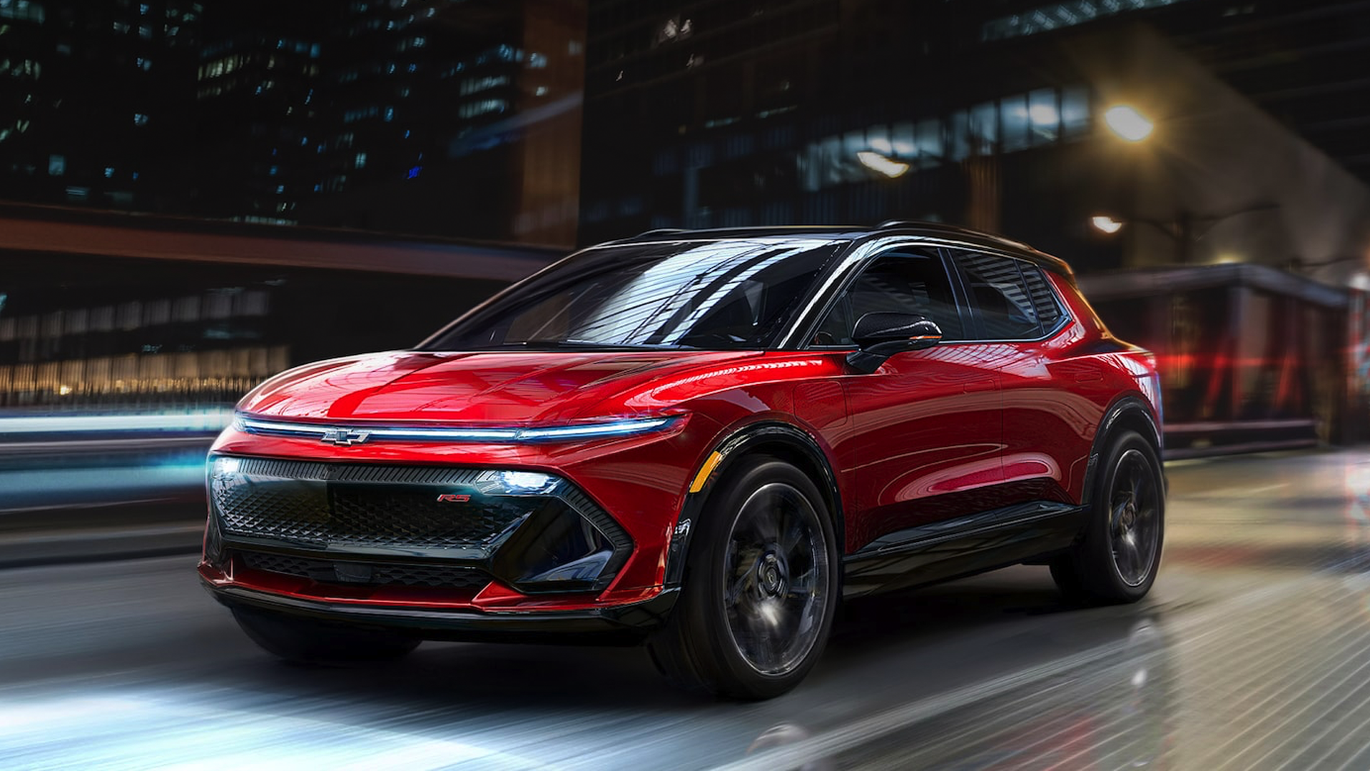 The Chevy Equinox EV in red.