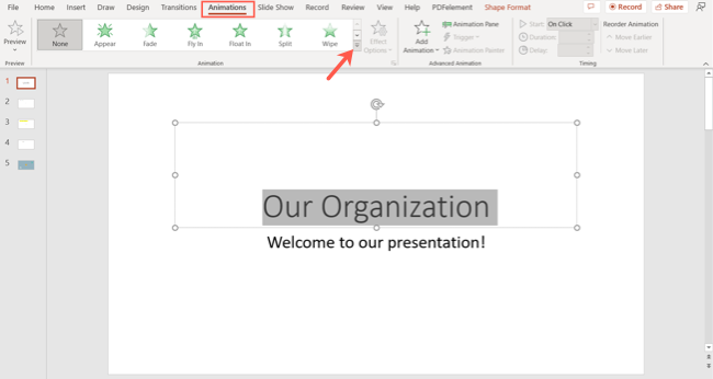 Open the PowerPoint Animations collection