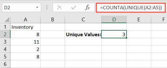 COUNTA with UNIQUE in Excel