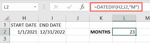 DATEIF function for months