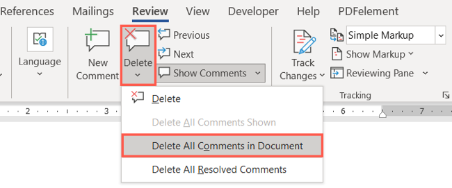 Delete All Comments in Word