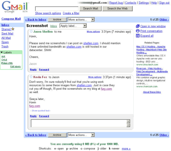 2004 Gmail interface.