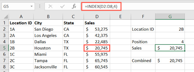 INDEX function in Excel