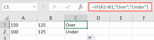 IF a value is greater than function
