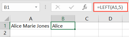LEFT function in Excel