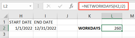 NETWORKDAYS function in Excel