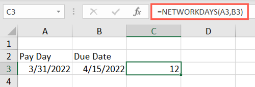 NETWORKDAYS function in Excel