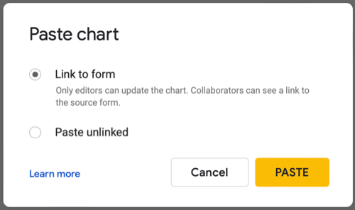 Chart pasting options in Docs and Slides