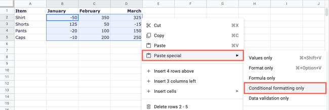 Paste Special, conditional formatting only