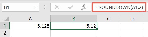ROUNDDOWN function in Excel