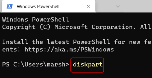 Run the diskpart command.