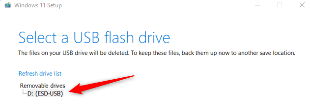 Select a flash drive.