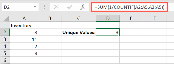 SUM and COUNTIF functions in Excel