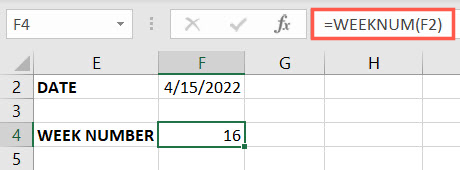 WEEKNUM function in Excel