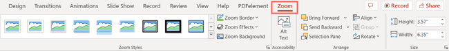 Zoom Tab in PowerPoint