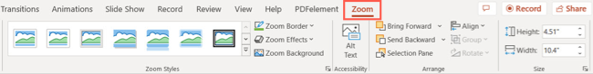 Zoom tab in PowerPoint