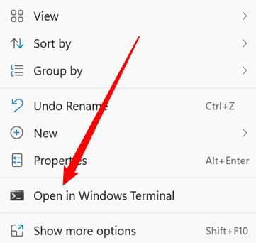 Click "Open in Windows Terminal."