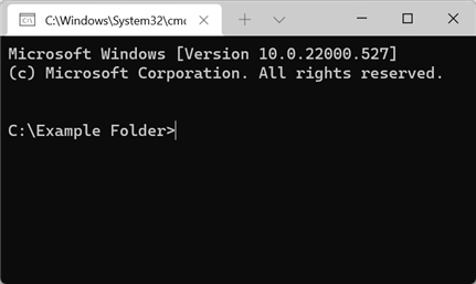 Command Prompt opened in the example folder
