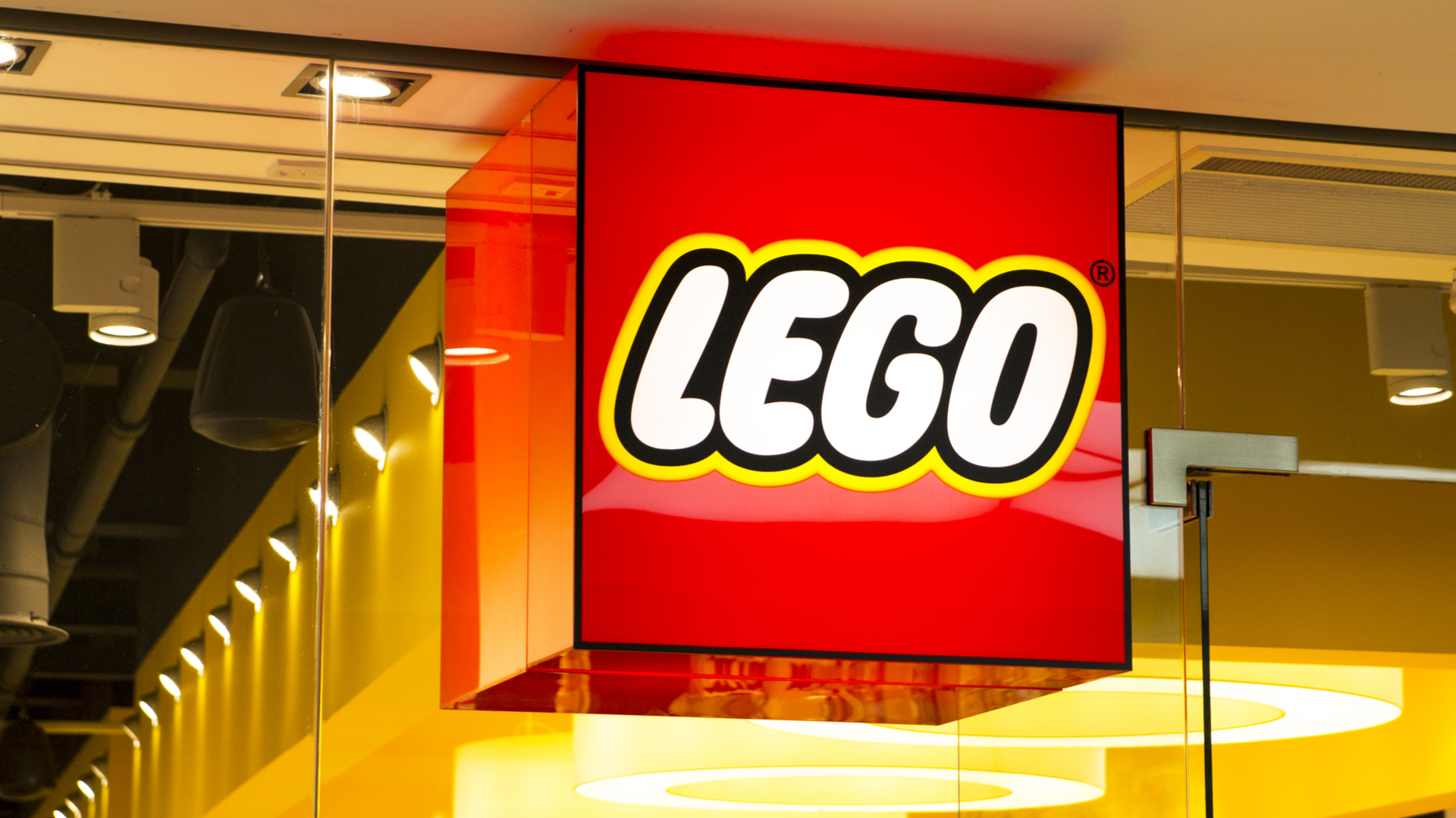 Photograph of the Lego shop window in the Trinity Shopping Centre, Leeds. United Kingdom