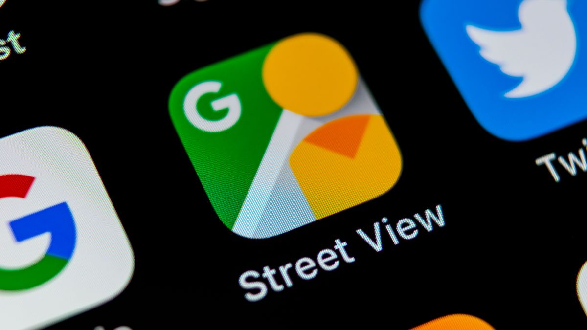 Closeup of the Google Street View app icon on a smartphone display.