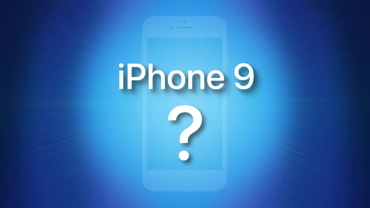 iPhone 9 Logo with Question Mark on Blue Background