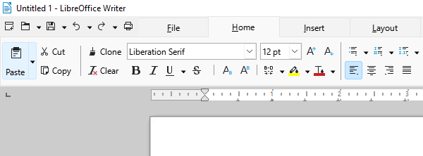 LibreOffice with the Tabbed interface.