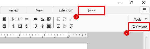 Click "Options" under the "Tools" tab.