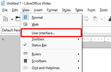 Click "View" in the topmenu followed by "User Interface."