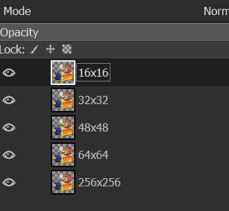 Multiple layers with different icon sizes.