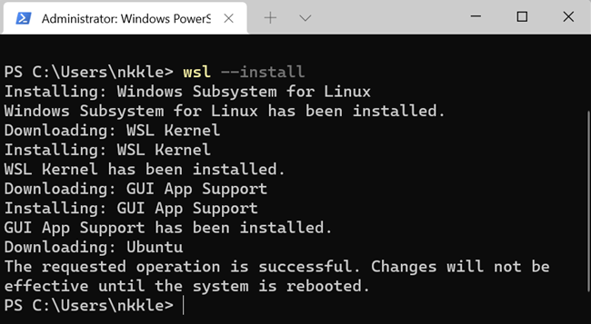 PowerShell installing the subsystem,