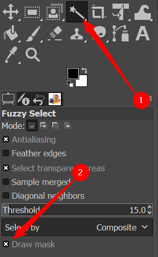 Select the magic wand tool, then click "Draw Mask."